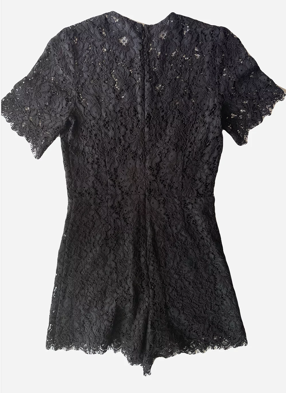 Preowned Veronica Beard Navy Floral Lace Playsuit Size M Black cotton