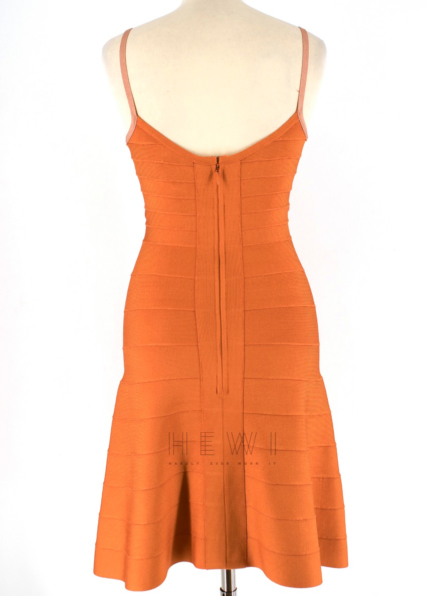 Herve Leger Orange Britt Bandage Dress Size S synthetic