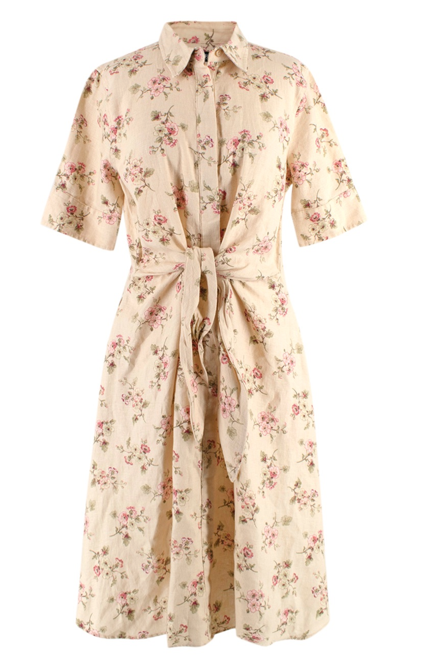 Lauren Ralph Lauren Floral Print Tie-waist Linen Dress Size S