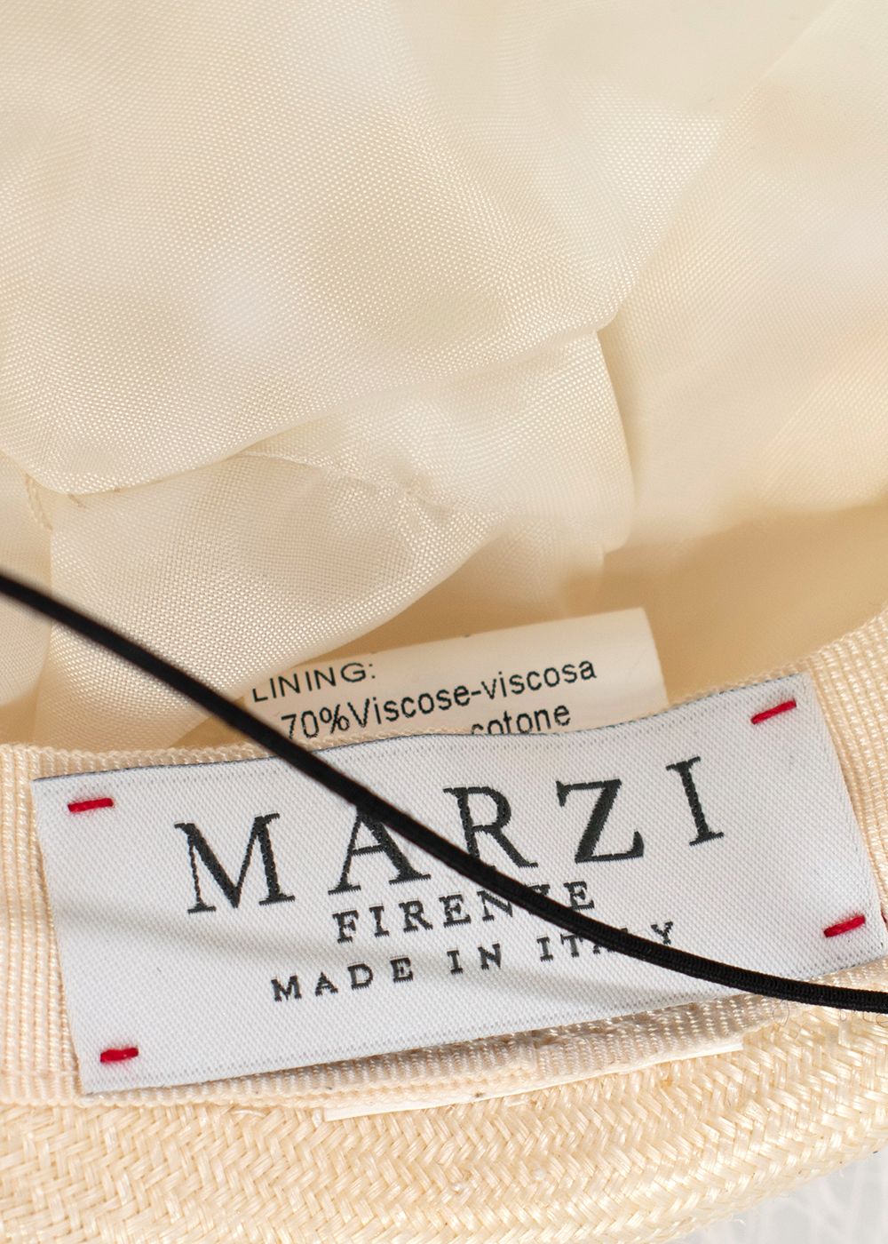 Marzi Ivory Woven Bow and Mesh Embellished Hat plant fibre/viscose/cotton