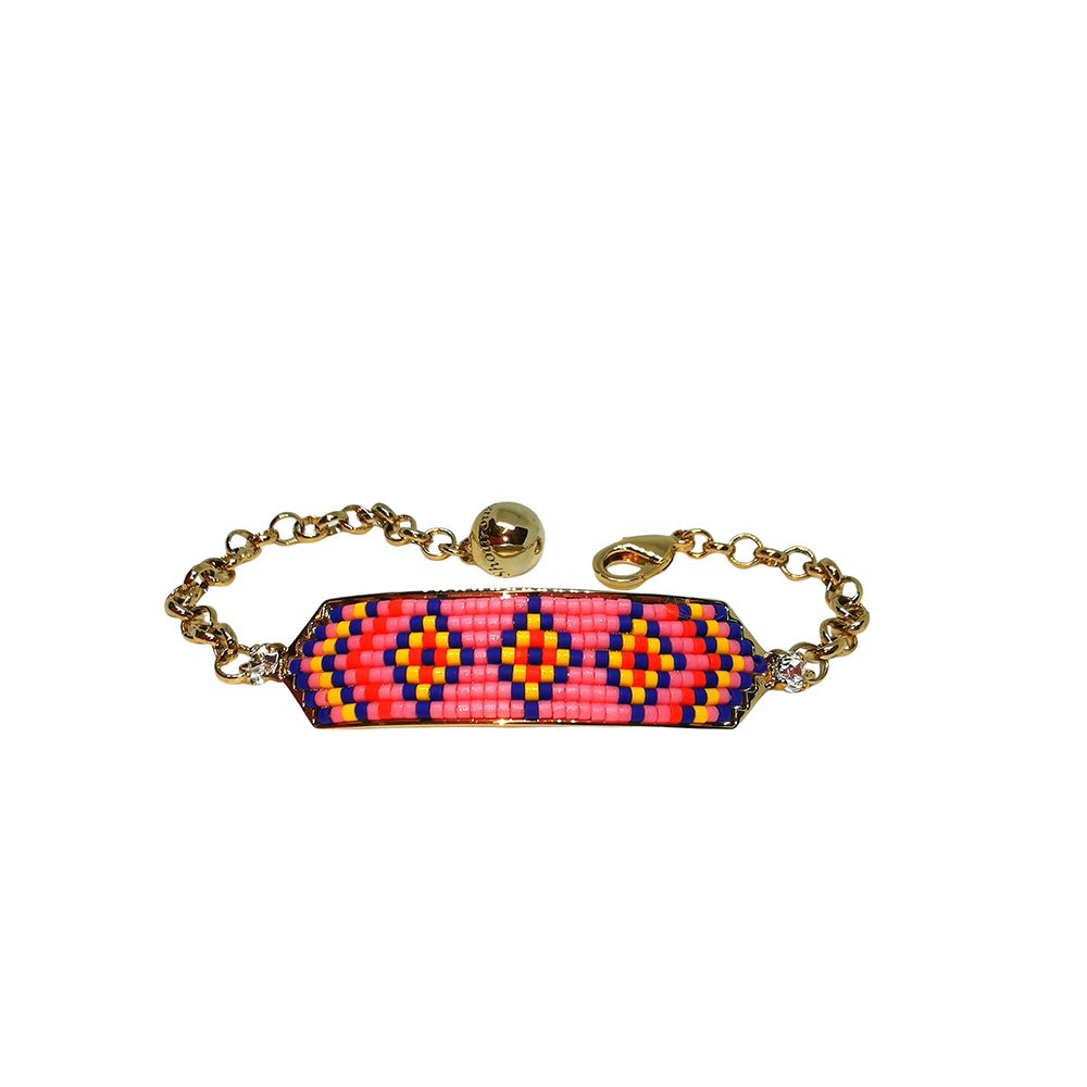 Shourouk Pink Beaded Gold-Tone Metal Bracelet Gold