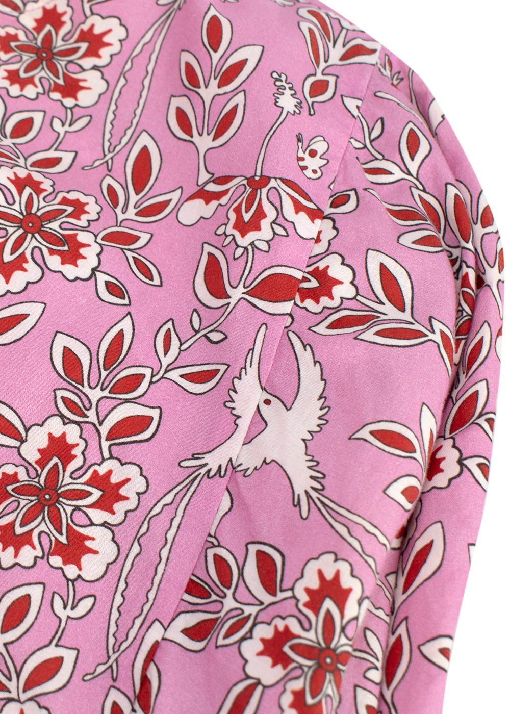 Preowned Rhode Ella Bird-Print Cotton Dress Size XL Pink