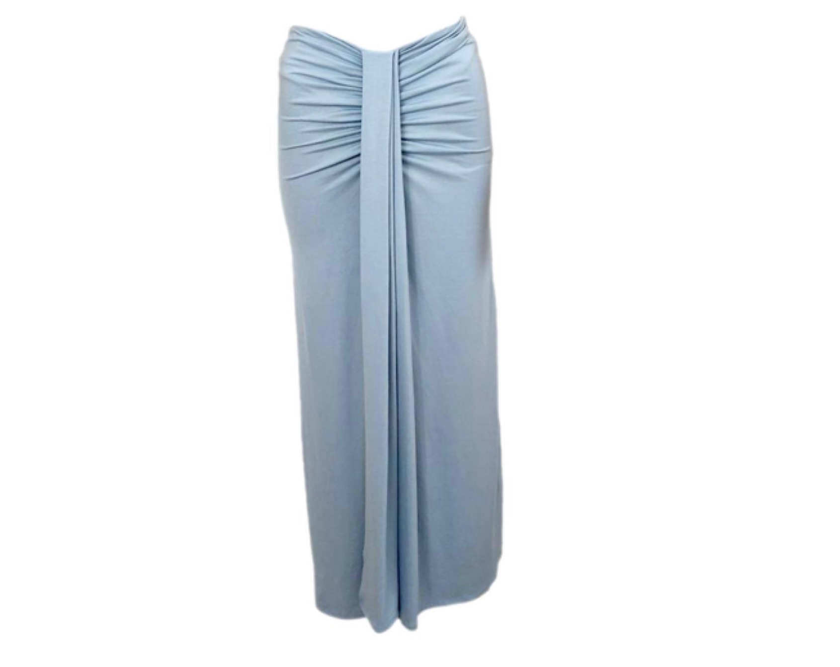 Reformation Baby Blue Ruched Detail Midi Skirt Size S Powder Blue tencel