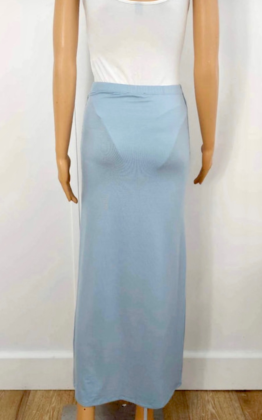 Reformation Baby Blue Ruched Detail Midi Skirt Size S Powder Blue tencel