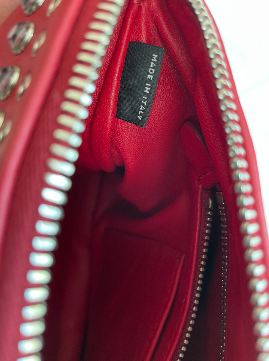 Preowned Prada Red Leather Eyelet Clutch Bag