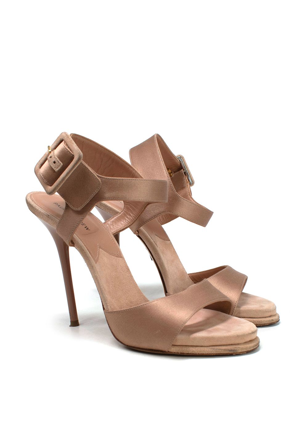 Preowned Paul Andrew Satin Nude Sandals Size 365 Beige Nude leather