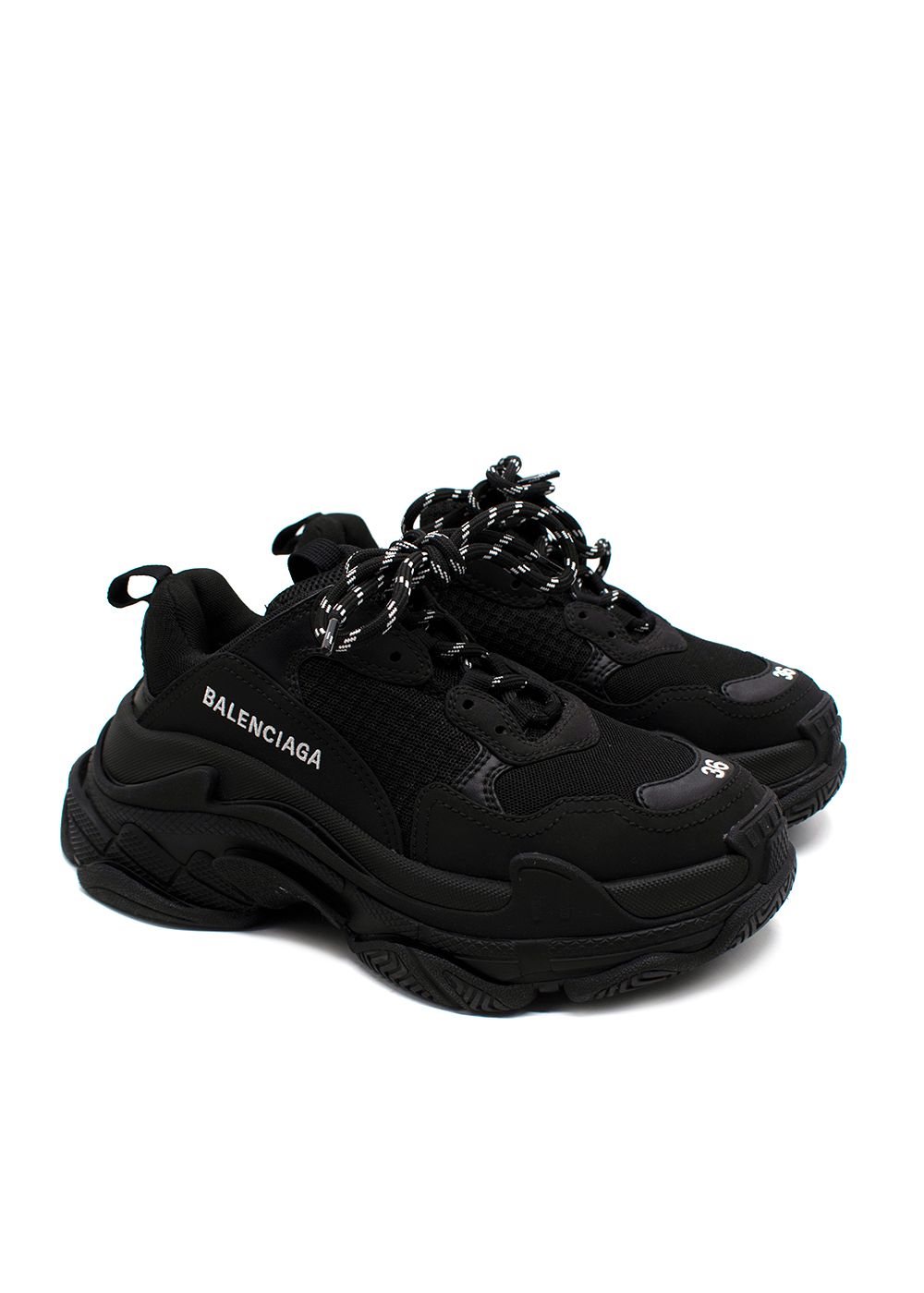 Preowned Balenciaga Black Triple S Trainers Size 36 foam/mesh