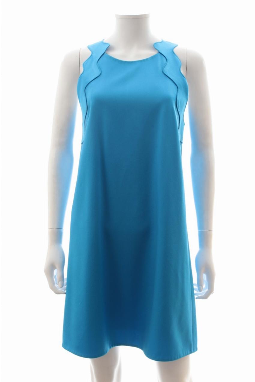 Preowned 31 Philip Lim Blue Scallop Trim MIni Dress Size S silk