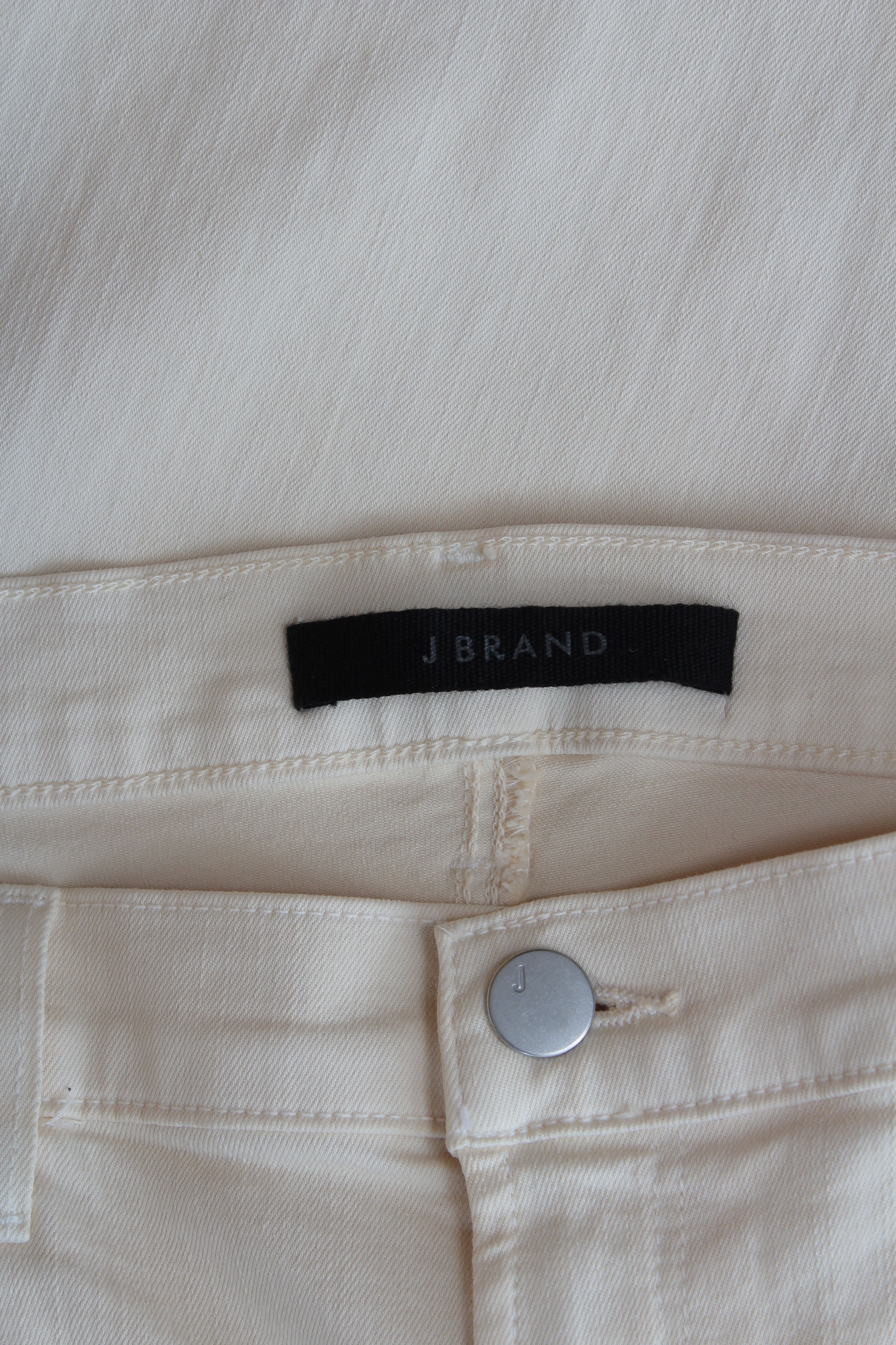 Preowned Cream denim cropped skinny jeans Size 30/76 Macadamia (cream) cotton