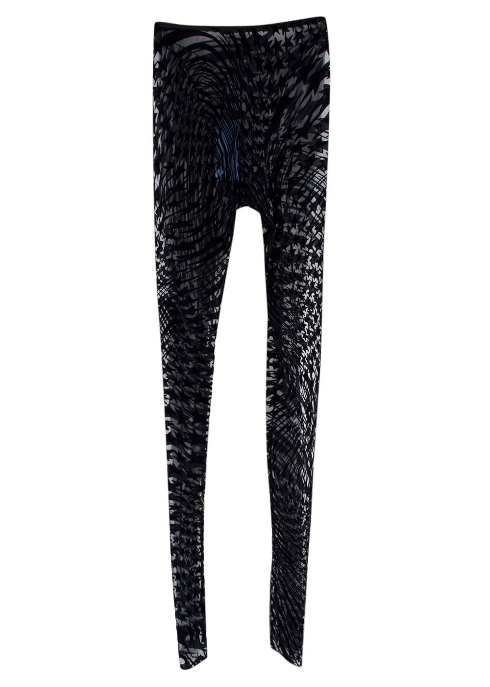 Mugler Black Star Mesh High-waisted Leggings Size S polyamide/spandex/elastane