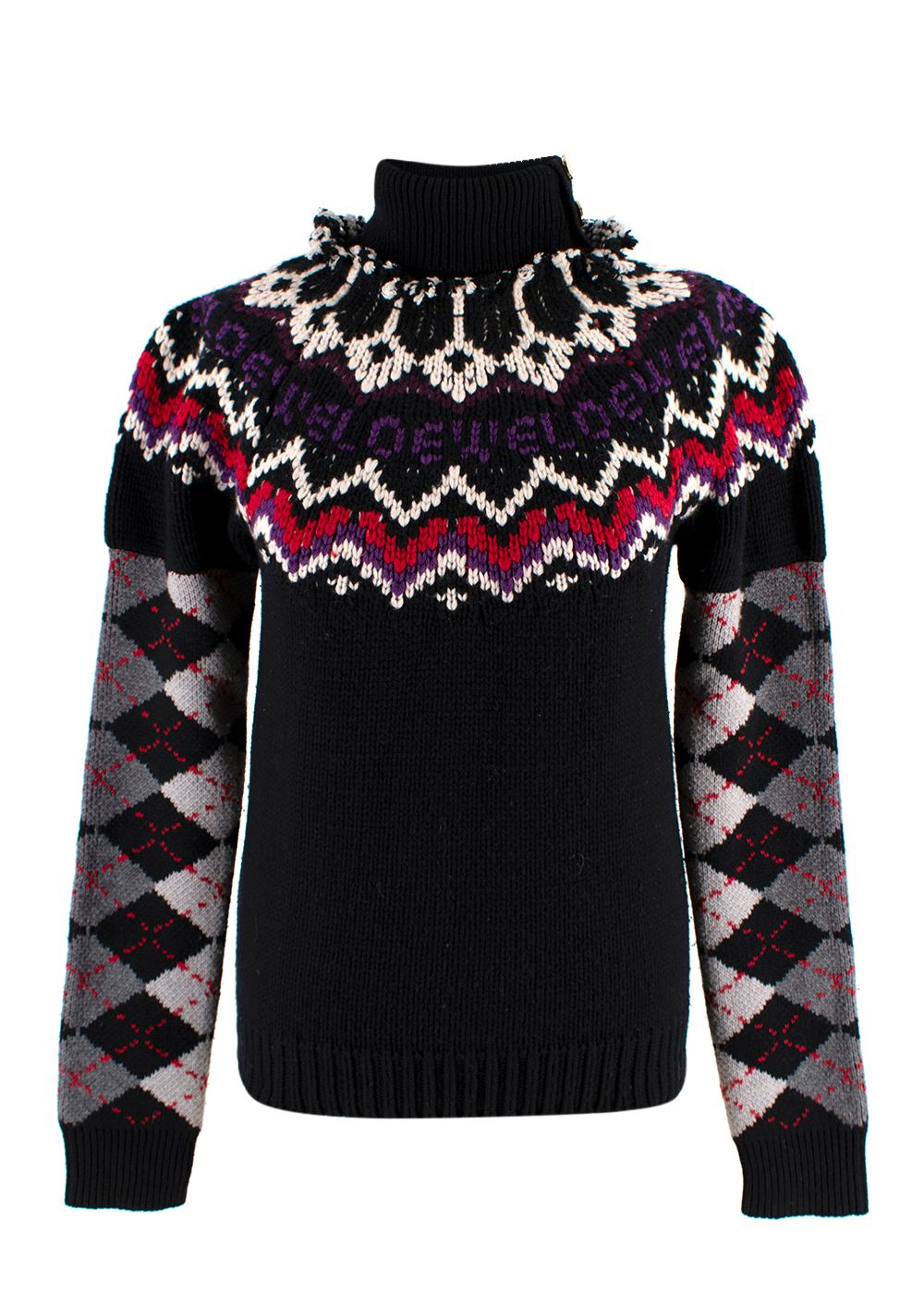 Loewe black patterned turtleneck jumper Size S Multi wool