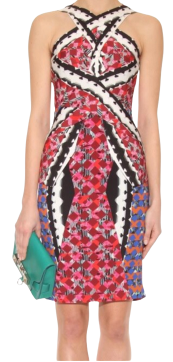 Preowned Peter Pilotto Multicolour Silk Blend Peplum Waist Dress Size M Multi viscose/silk/elastane