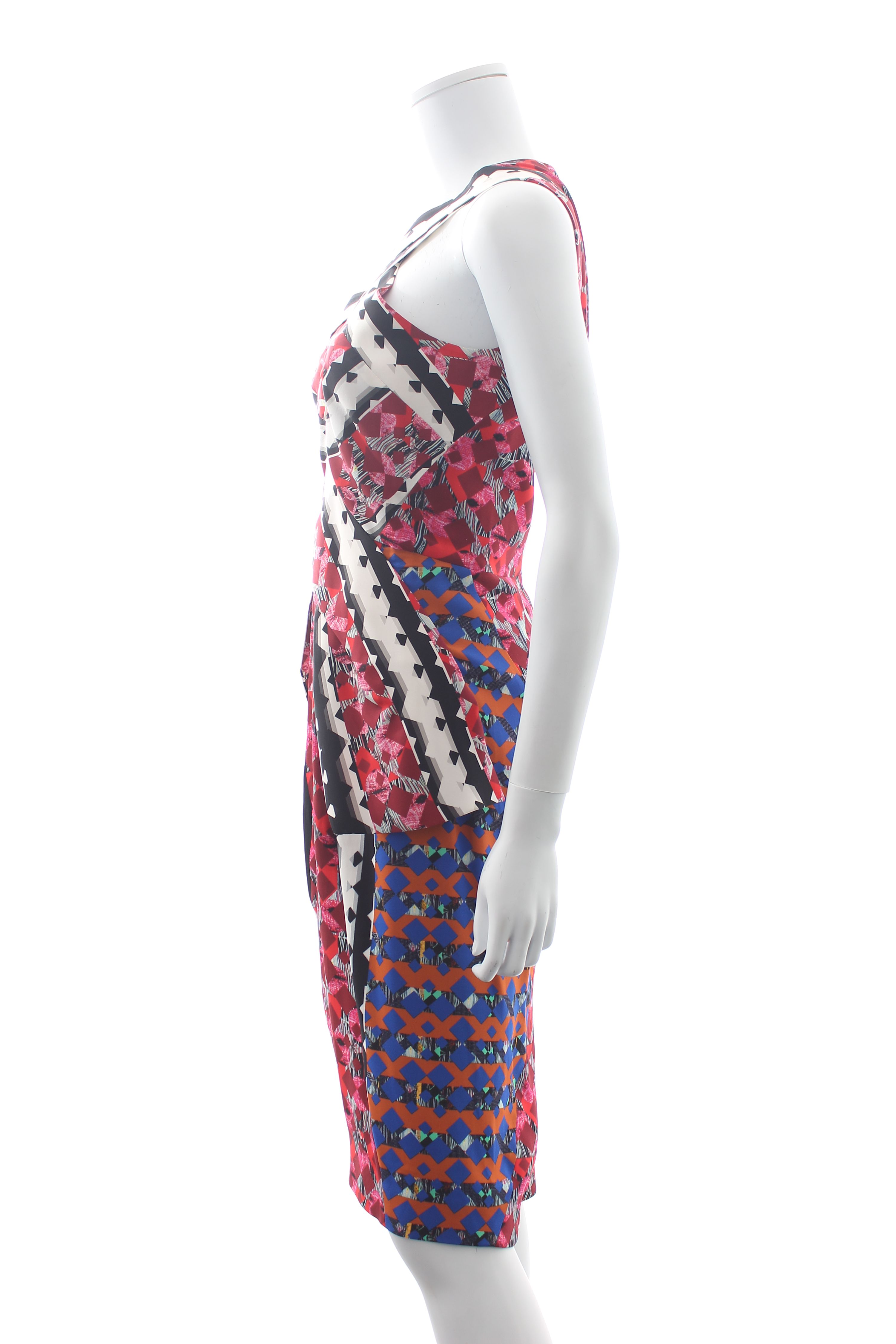 Preowned Peter Pilotto Multicolour Silk Blend Peplum Waist Dress Size M Multi viscose/silk/elastane