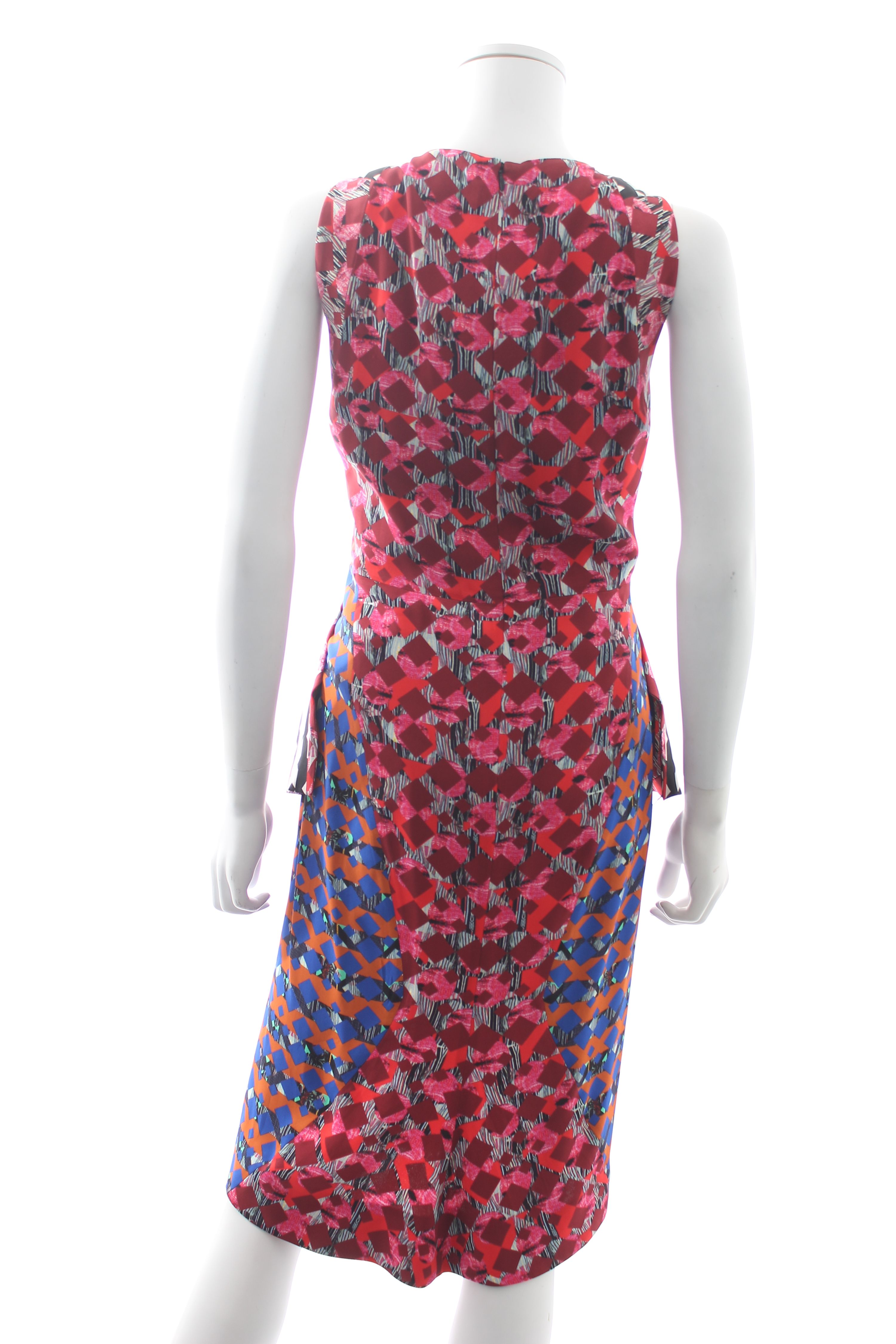 Preowned Peter Pilotto Multicolour Silk Blend Peplum Waist Dress Size M Multi viscose/silk/elastane