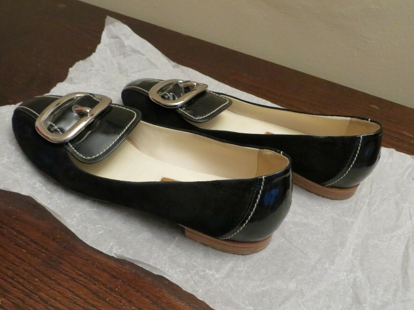 Preowned Rupert Sanderson Black ballerina Flats Size 38 leather