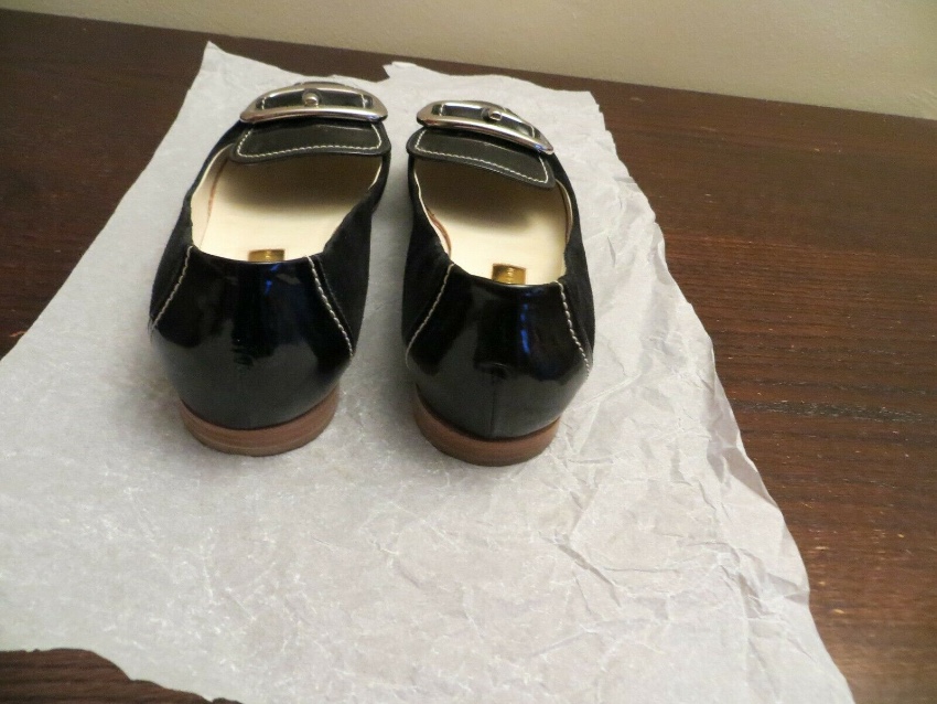 Preowned Rupert Sanderson Black ballerina Flats Size 38 leather