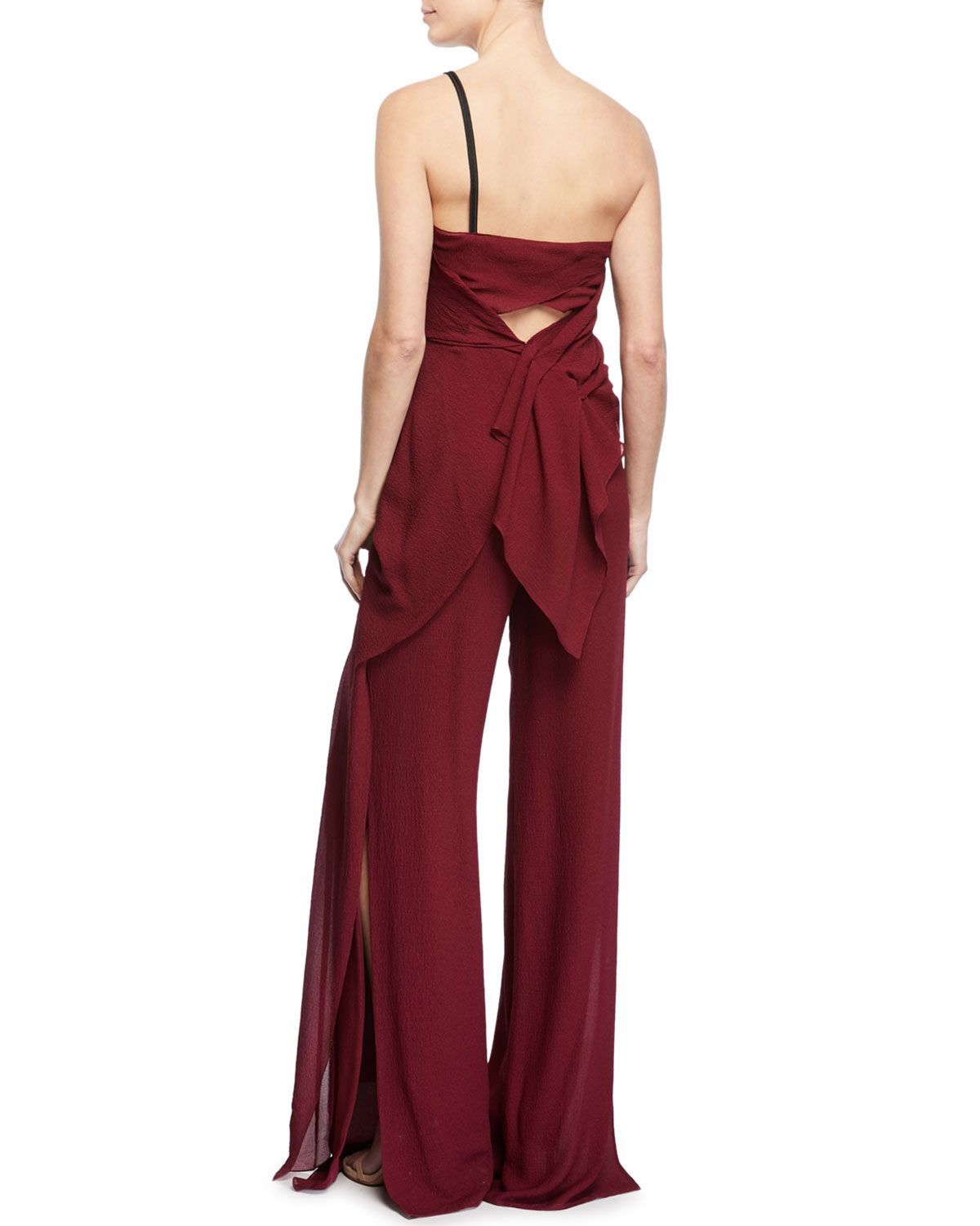 Roland Mouret Nettleton One Shoulder Draped Silk Jumpsuit Size M