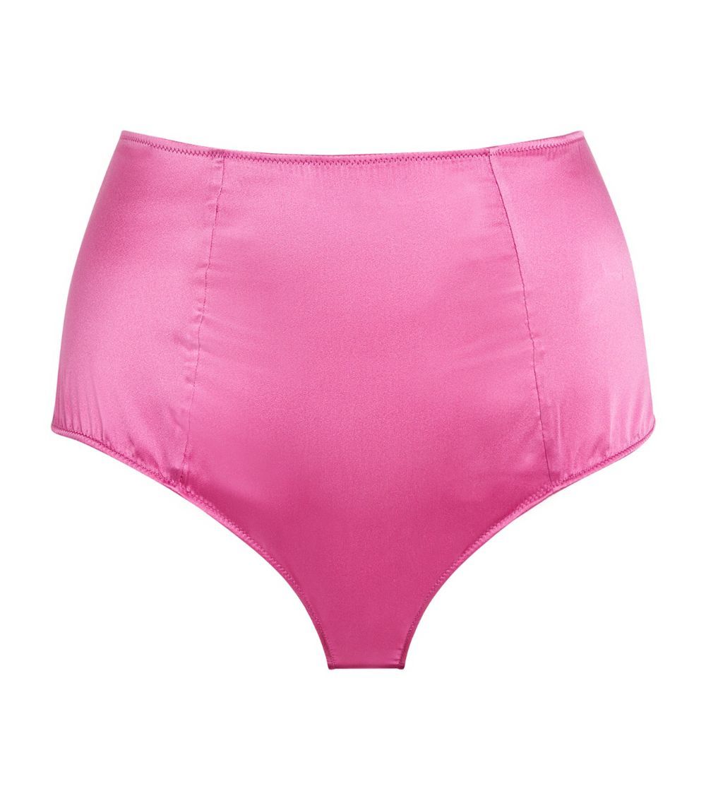 Kiki de Montparnasse Pink Silk Tous Les Jours High-Waisted Briefs Size S