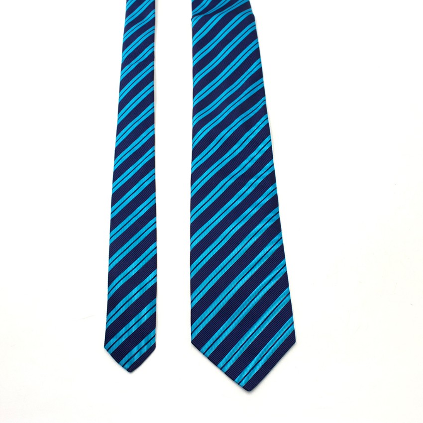 Men's Preowned Eton Silk Diagonal Blue Stripe Tie