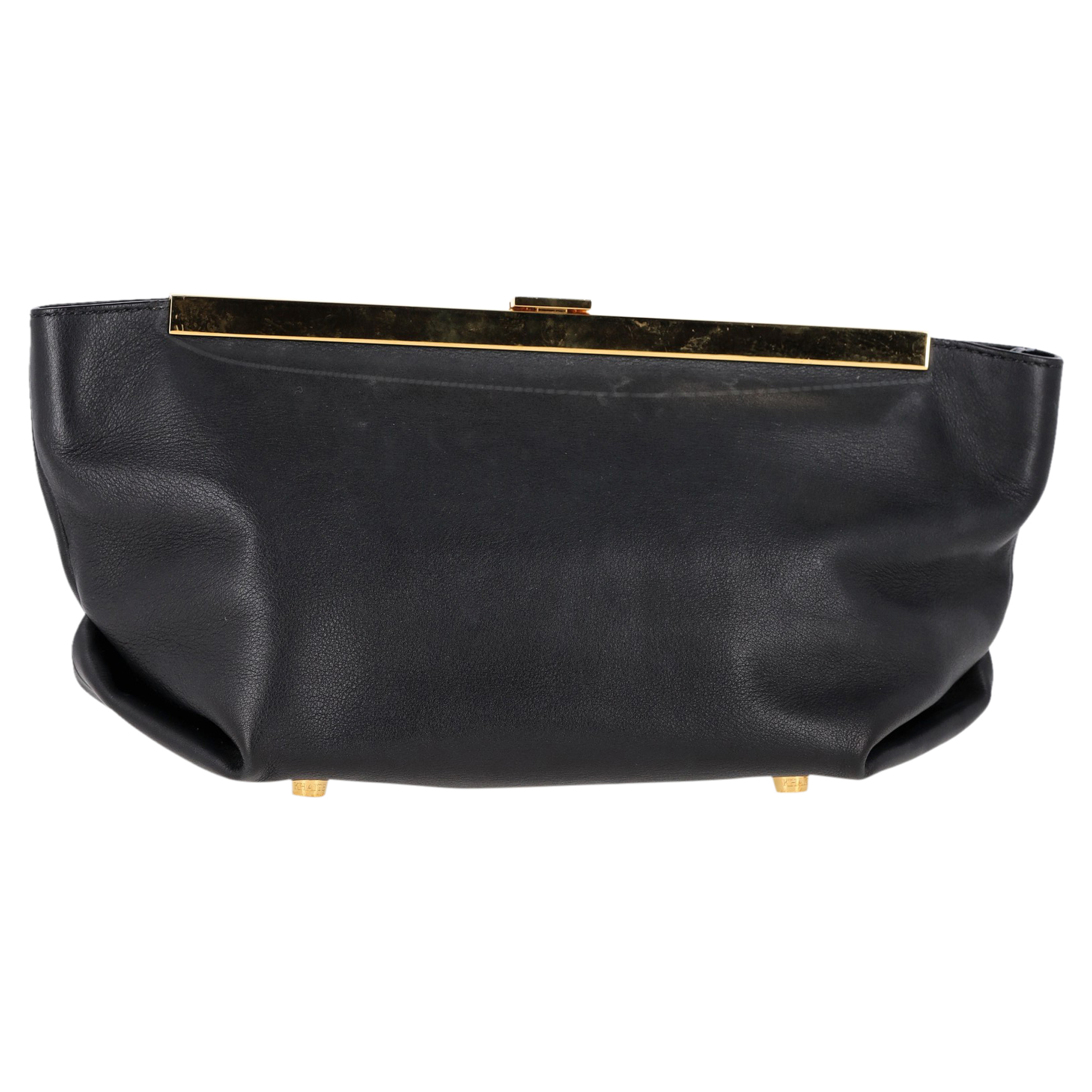 Khaite Black Leather Aimee Clutch