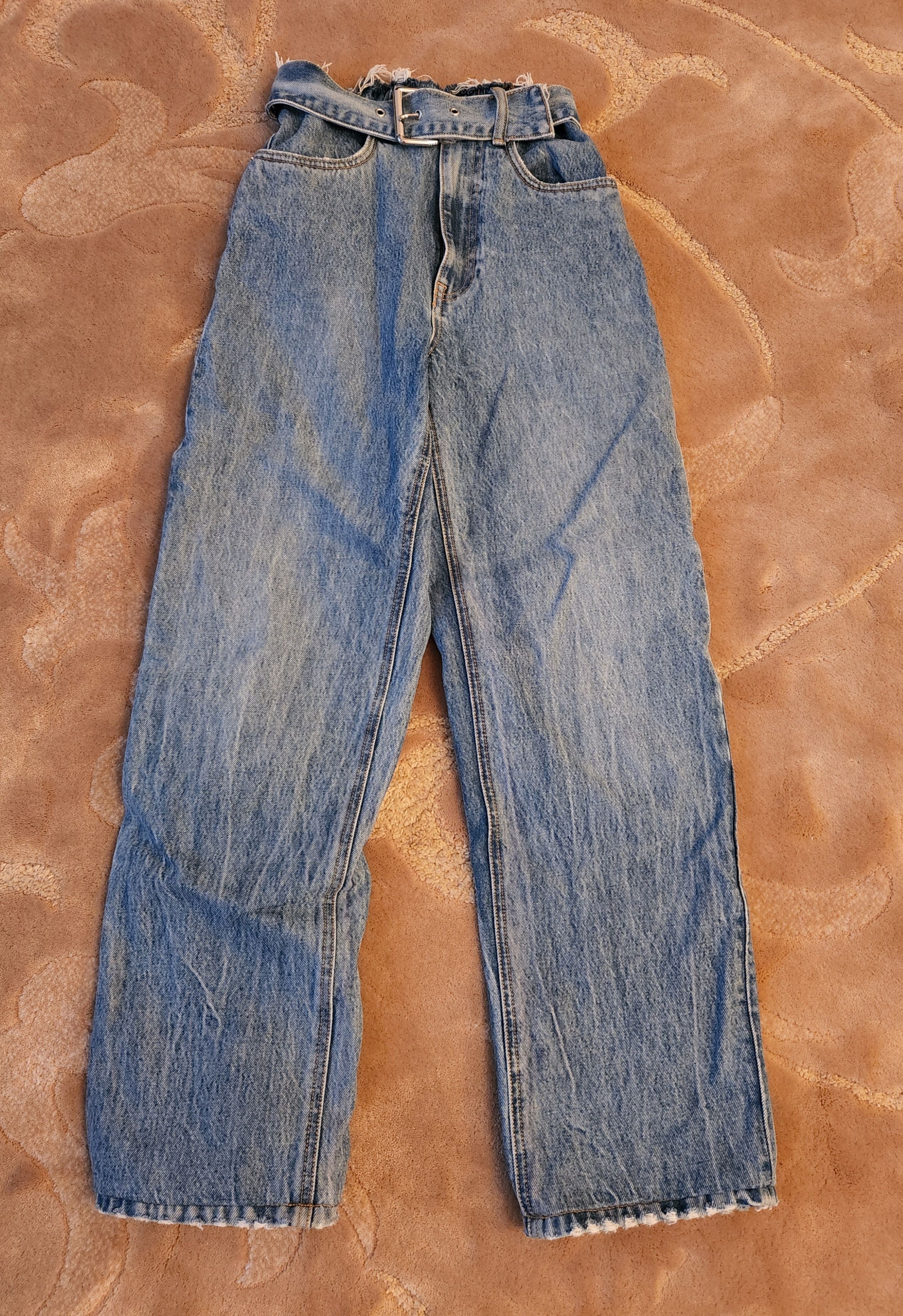 Preowned Alexander Wang High Waist Belted Jeans Size 24/61 Blue cotton