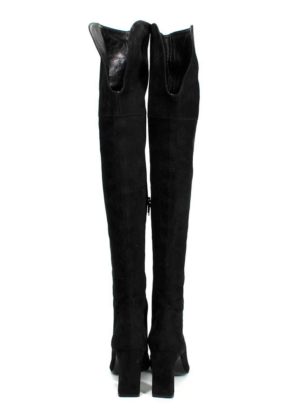 Preowned Charles Jourdan Black OTK Suede Boots Size 385