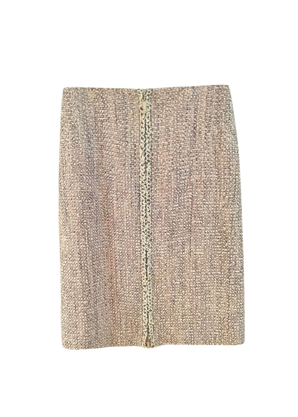 Preowned Chanel Multicoloured Tweed Midi Skirt Size S pink, grey, white mixed