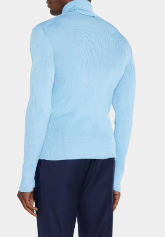 Men's Tom Ford Blue Silk Roll Neck Jumper Size L