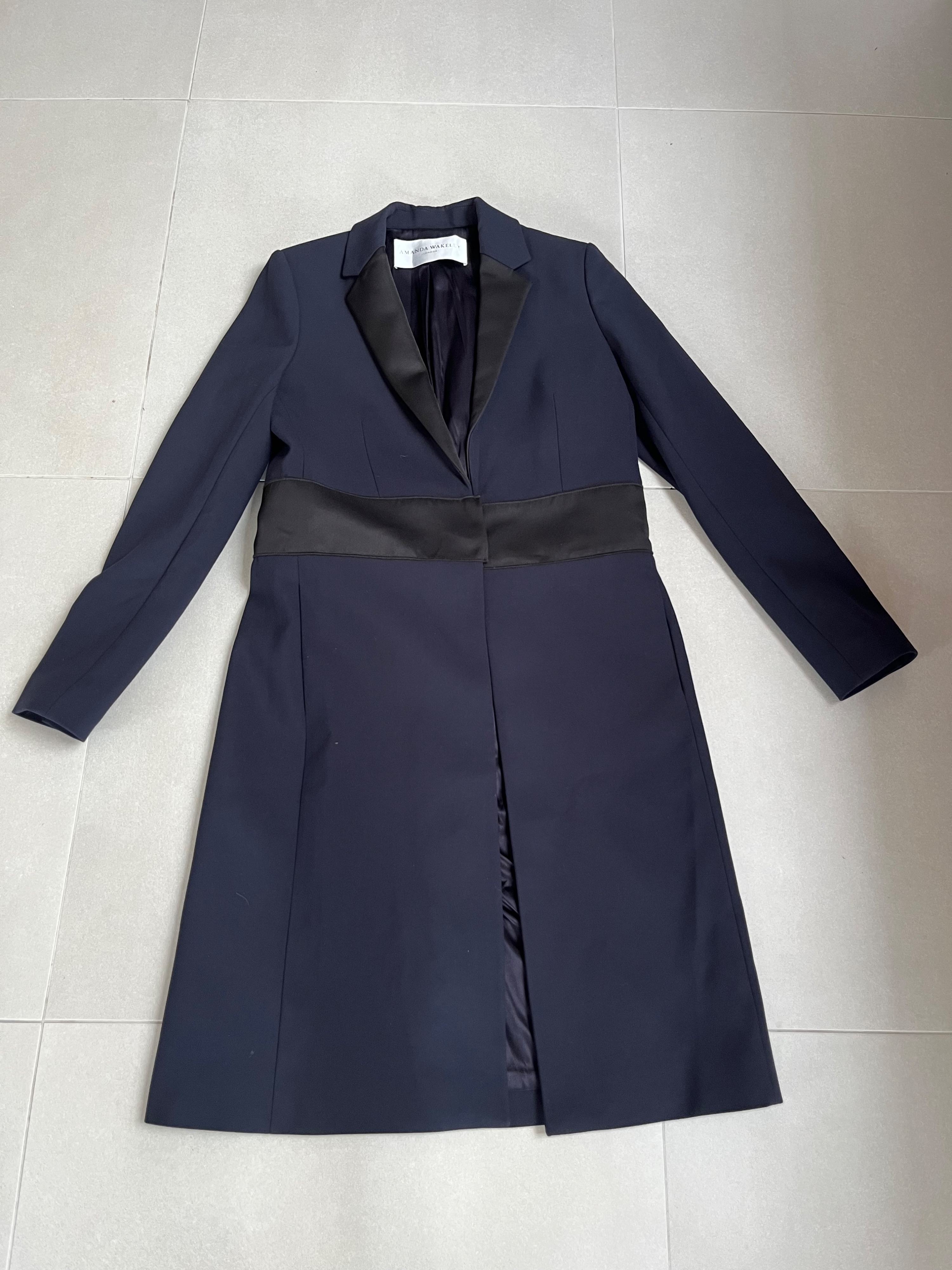 Amanda Wakeley Navy Tuxedo Coat Size M Navy blue see label