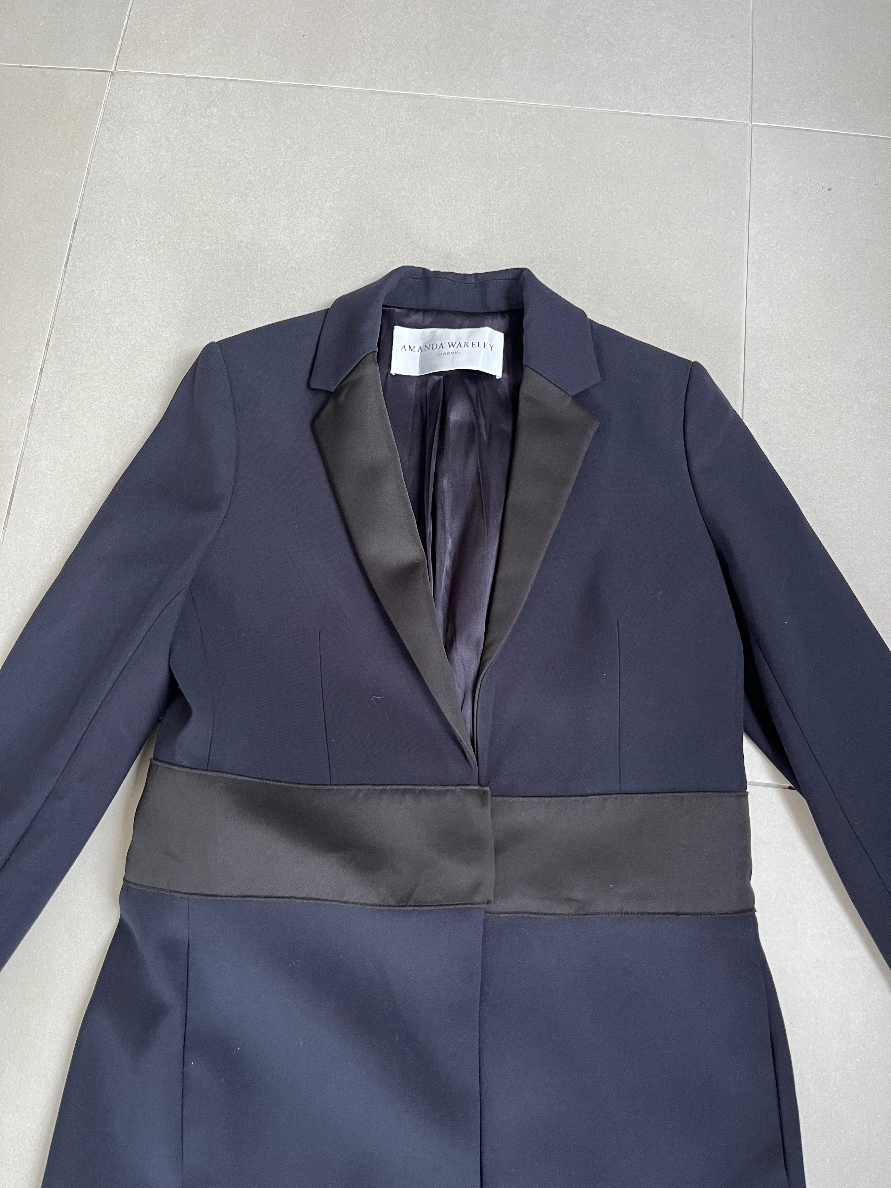 Amanda Wakeley Navy Tuxedo Coat Size M Navy blue see label