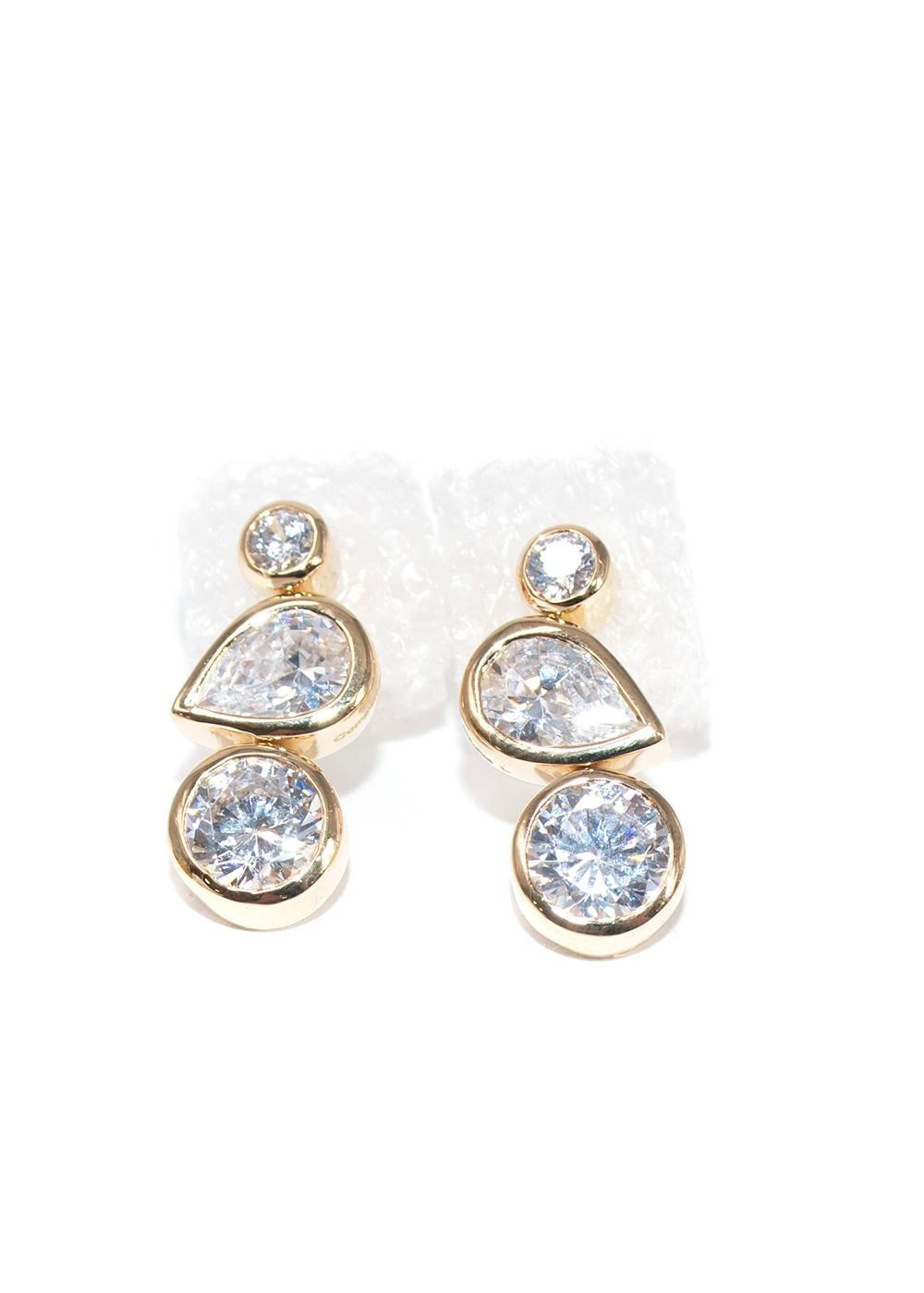 Completedworks Gold Plated 3 Crystals Earrings