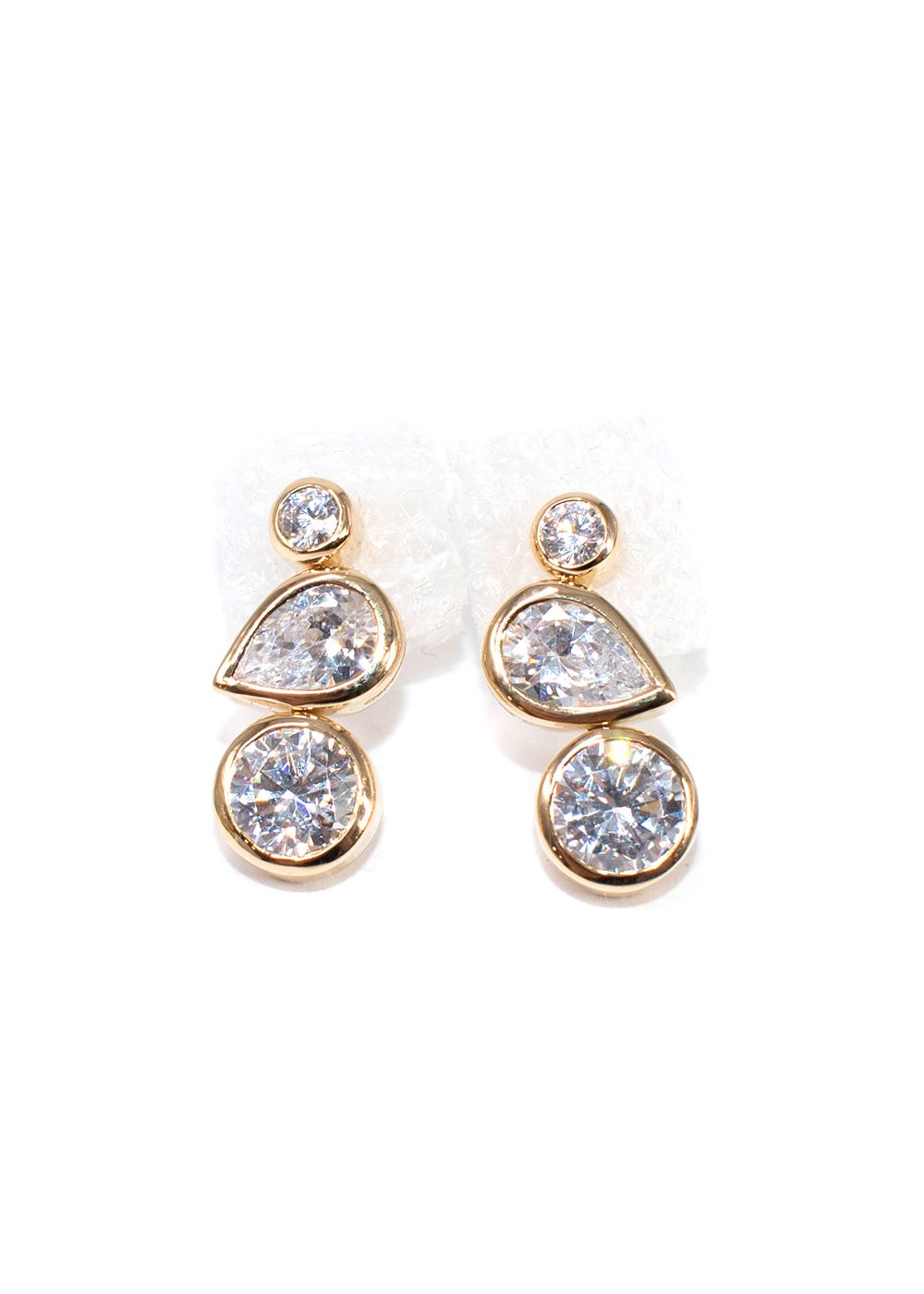 Completedworks Gold Plated 3 Crystals Earrings