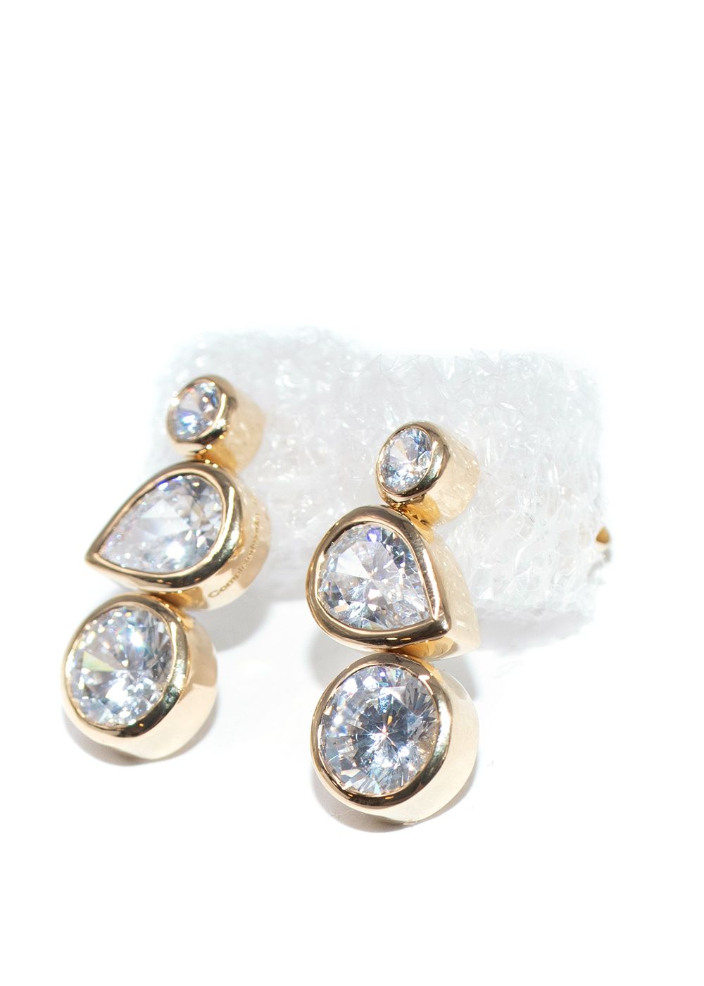 Completedworks Gold Plated 3 Crystals Earrings