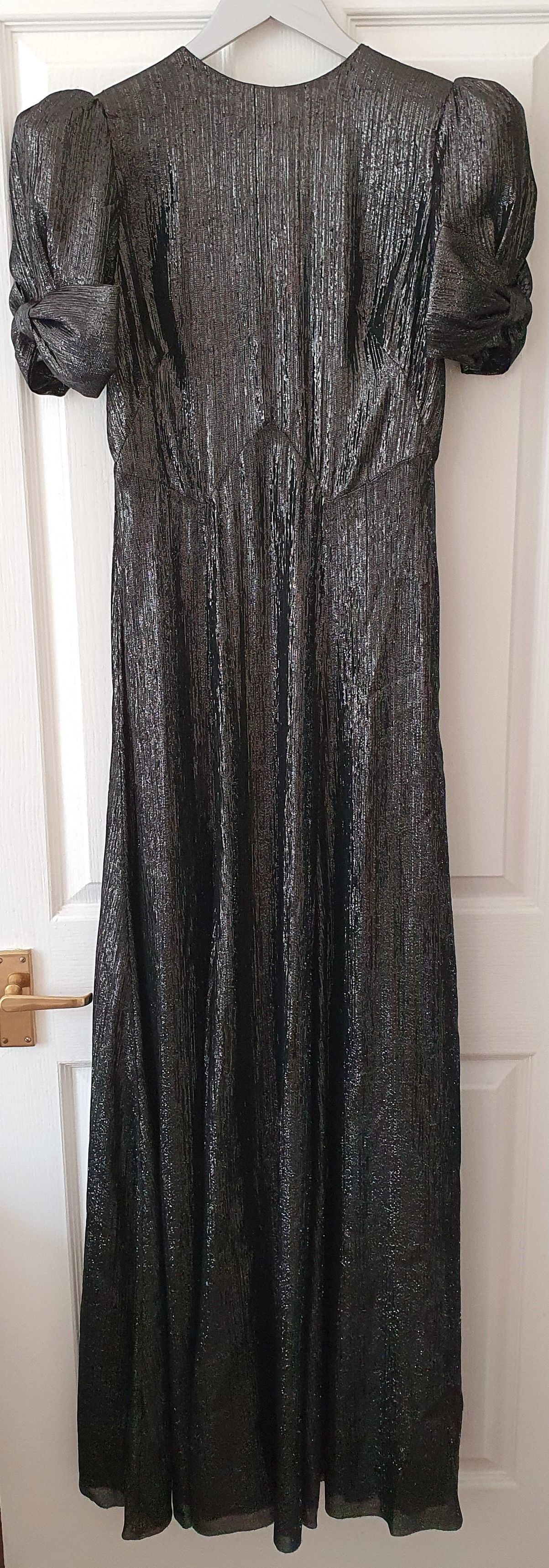 The Vampires Wife Metallic Black Poison Flower Maxi Dress Size M Liquorice Black wool