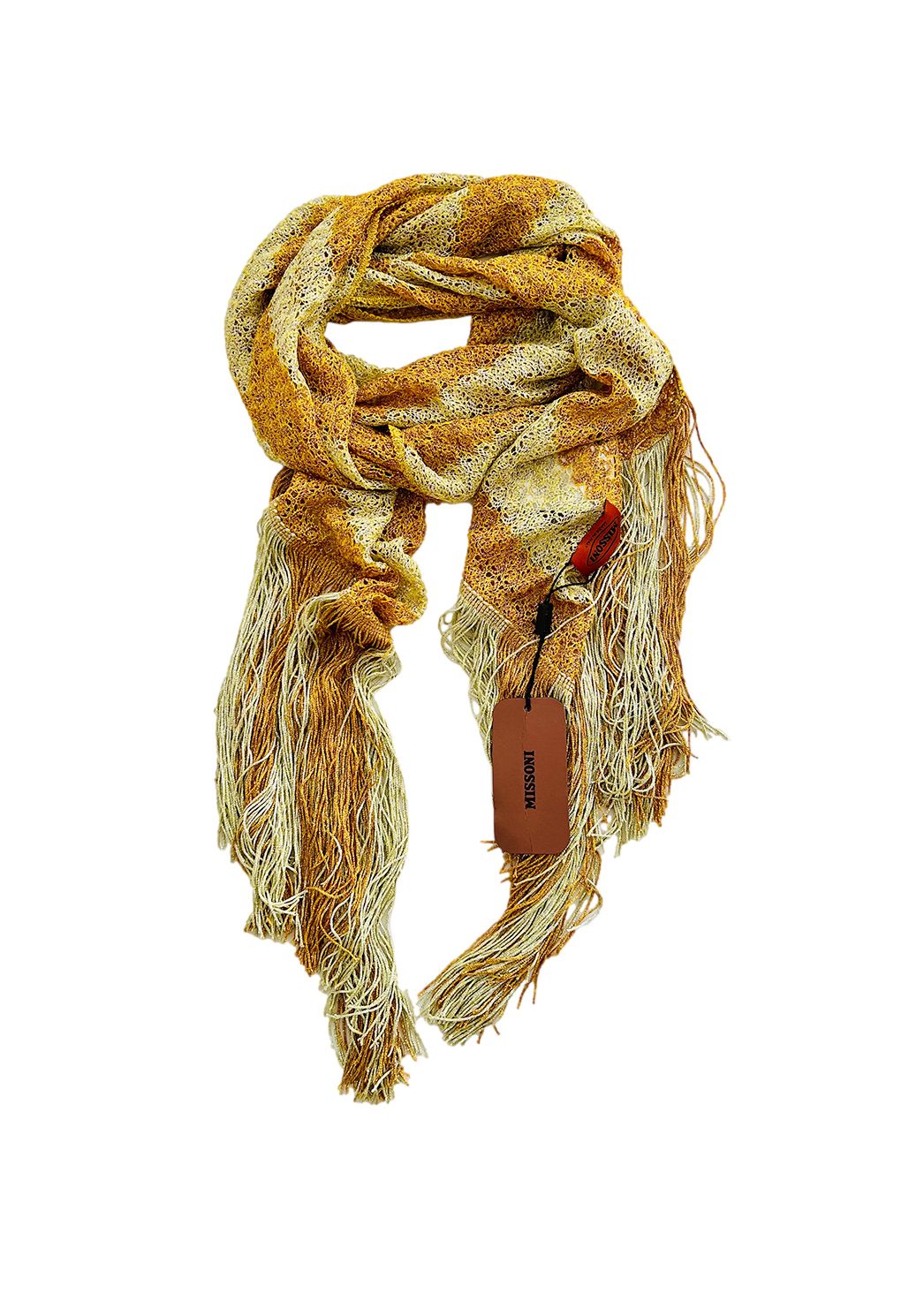 Missoni Multicoloured Metallic Fringed Scarf Yellow gold and white viscose/polyester