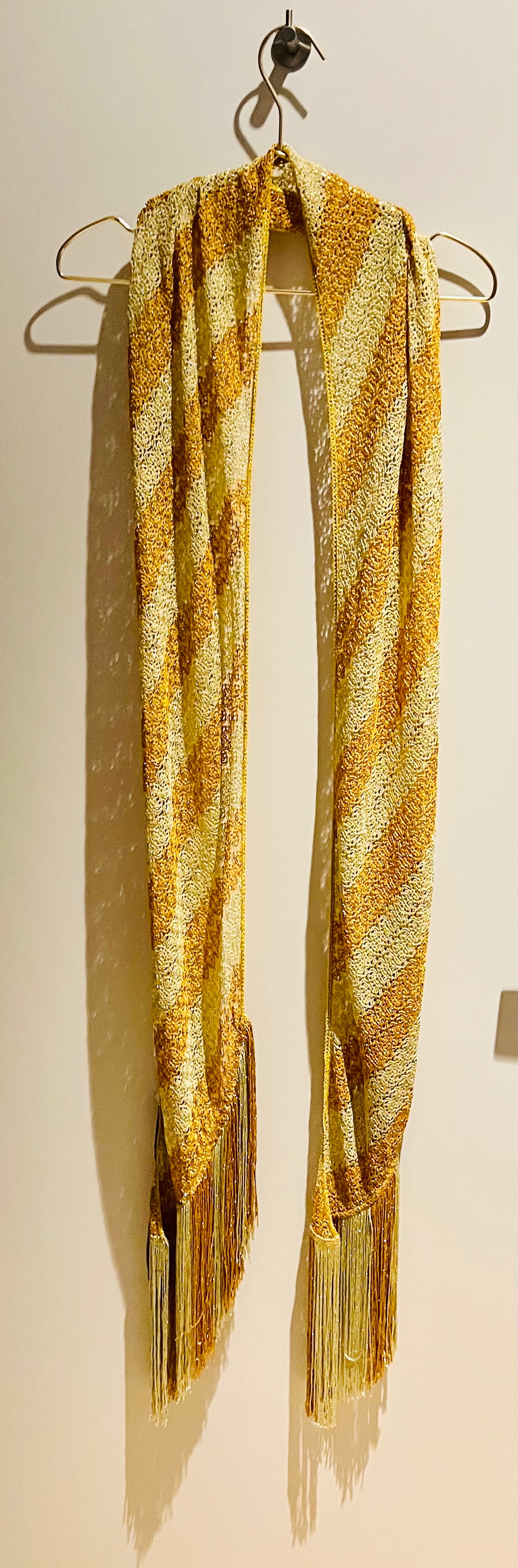 Missoni Multicoloured Metallic Fringed Scarf Yellow gold and white viscose/polyester