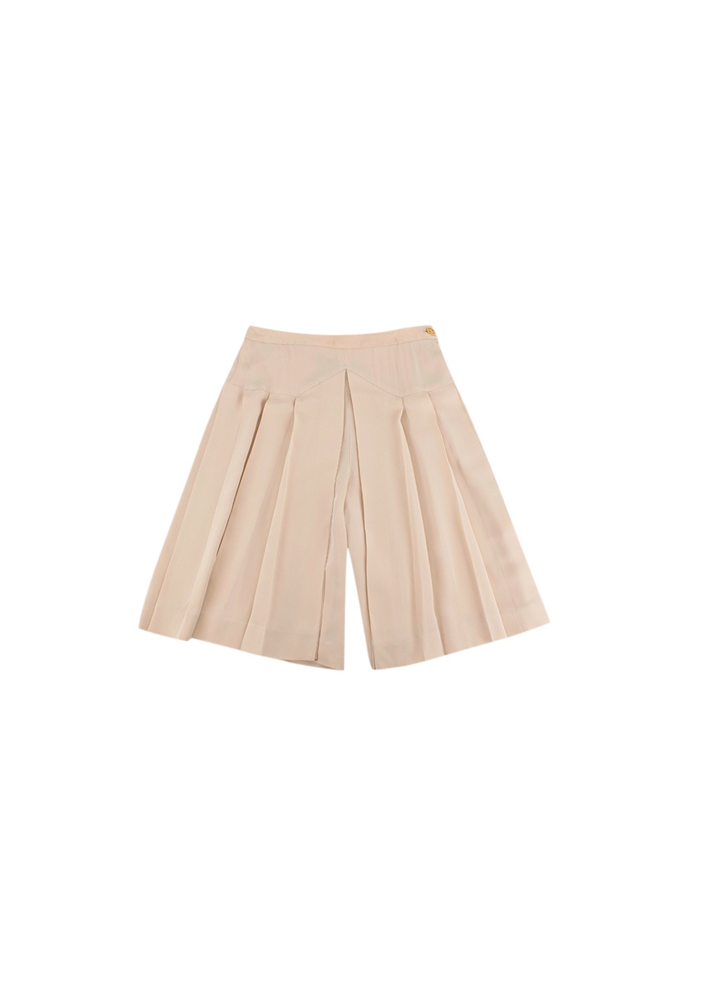 Preowned Chanel Vintage beige silk pleated shorts Size S