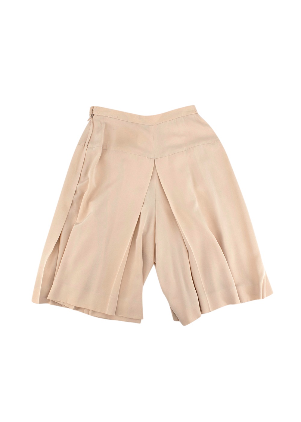 Preowned Chanel Vintage beige silk pleated shorts Size S