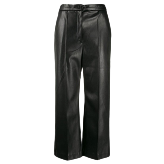 Chalayan Cropped Wide Leg Faux Leather Trouser Size XXS Black