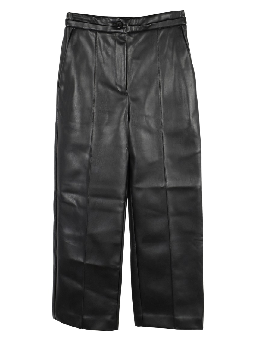 Chalayan Cropped Wide Leg Faux Leather Trouser Size XXS Black