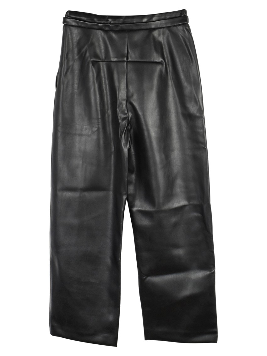 Chalayan Cropped Wide Leg Faux Leather Trouser Size XXS Black