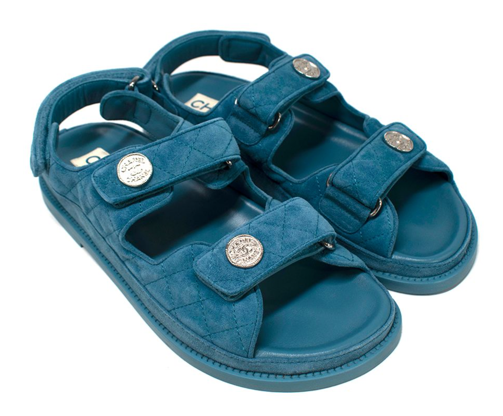 Chanel Blue Suede Dad Sandals Size 385