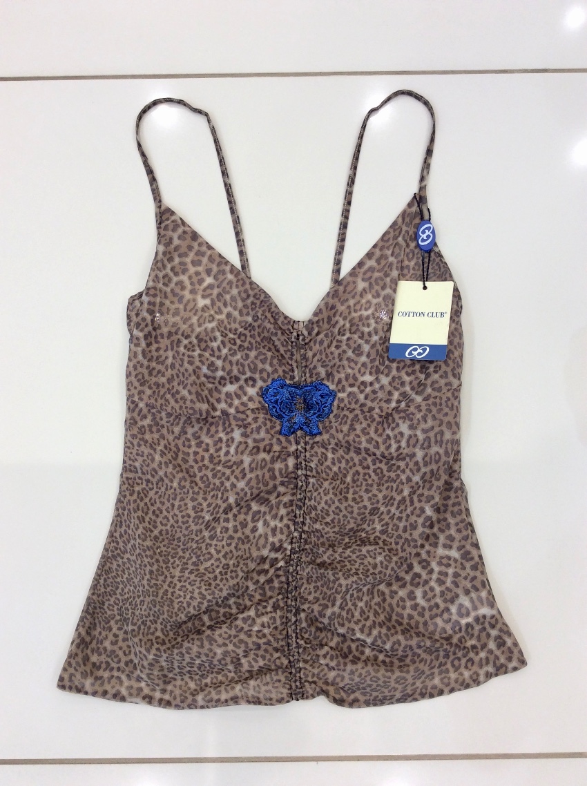 Cotton Club Couture Leopard Print Embroidered Camisole  Thong Set Size M Tan/Brown