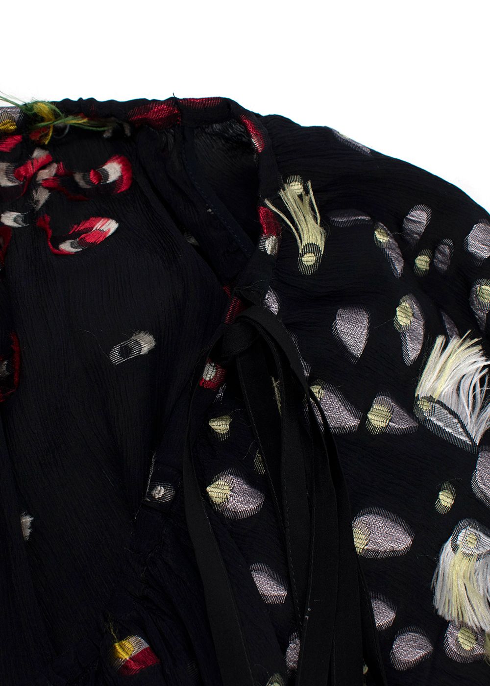 Chloe Black Bardot Embellished Silk Blouse Size XS