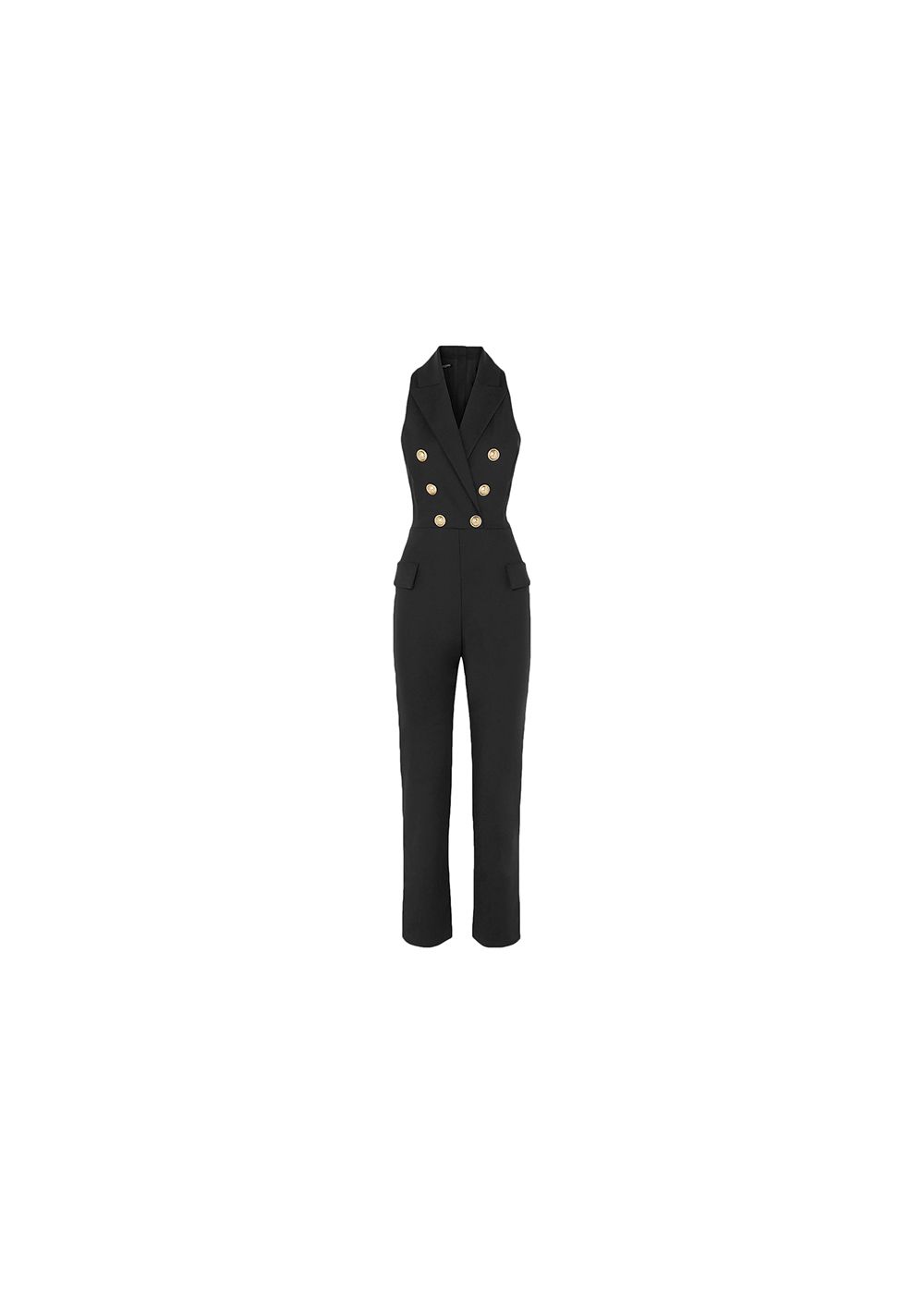 Balmain sleeveless double breasted jumpsuit Size 36 black wool