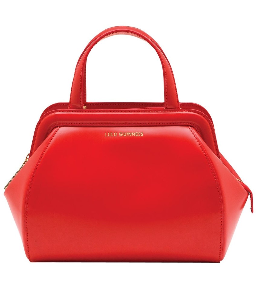 Lulu Guinness Bright Red Polished Leather Small Paula Bag