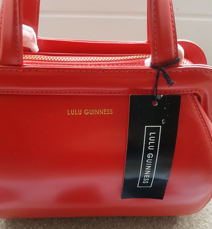 Lulu Guinness Bright Red Polished Leather Small Paula Bag