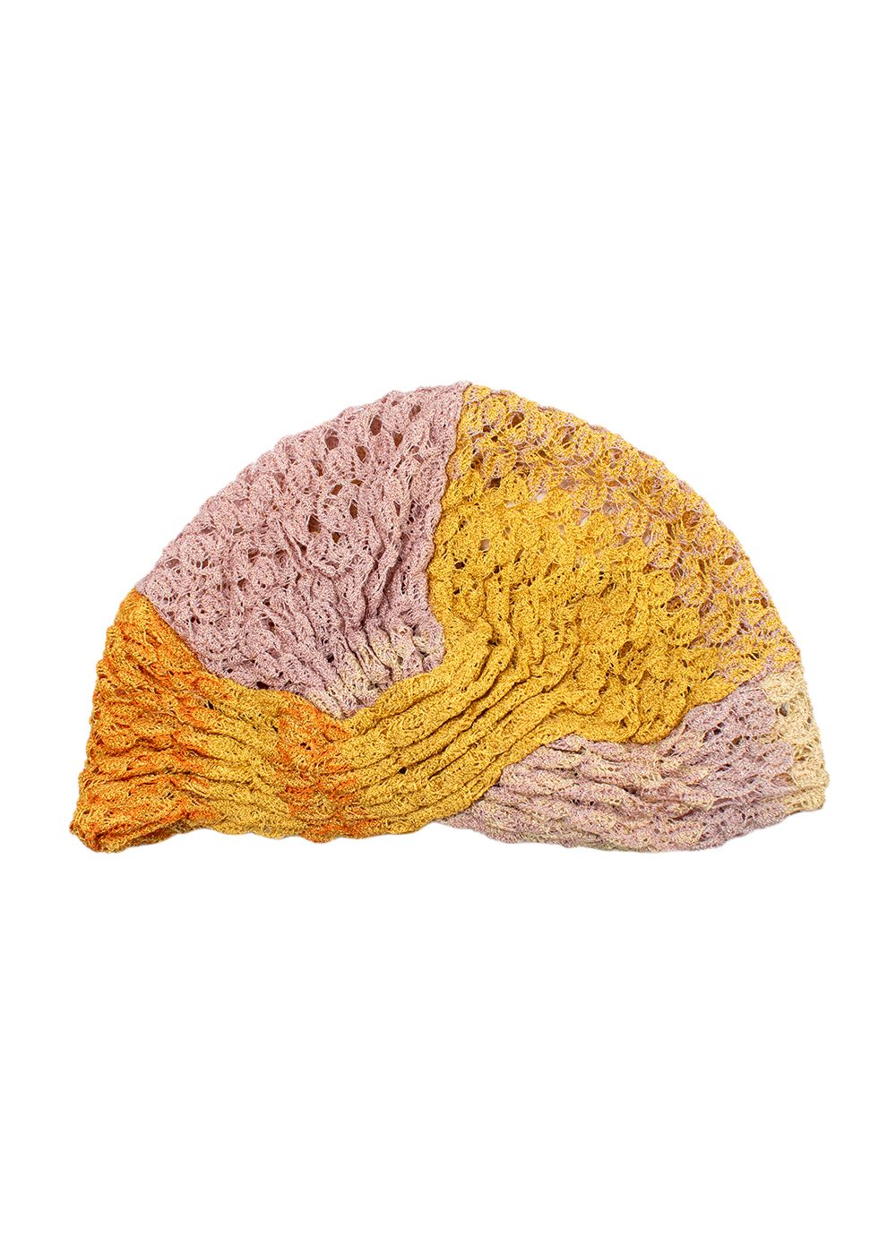 Preowned Missoni Yellow  Pink Metallic Knit Turban yellow pink rayon/cupro/polyester