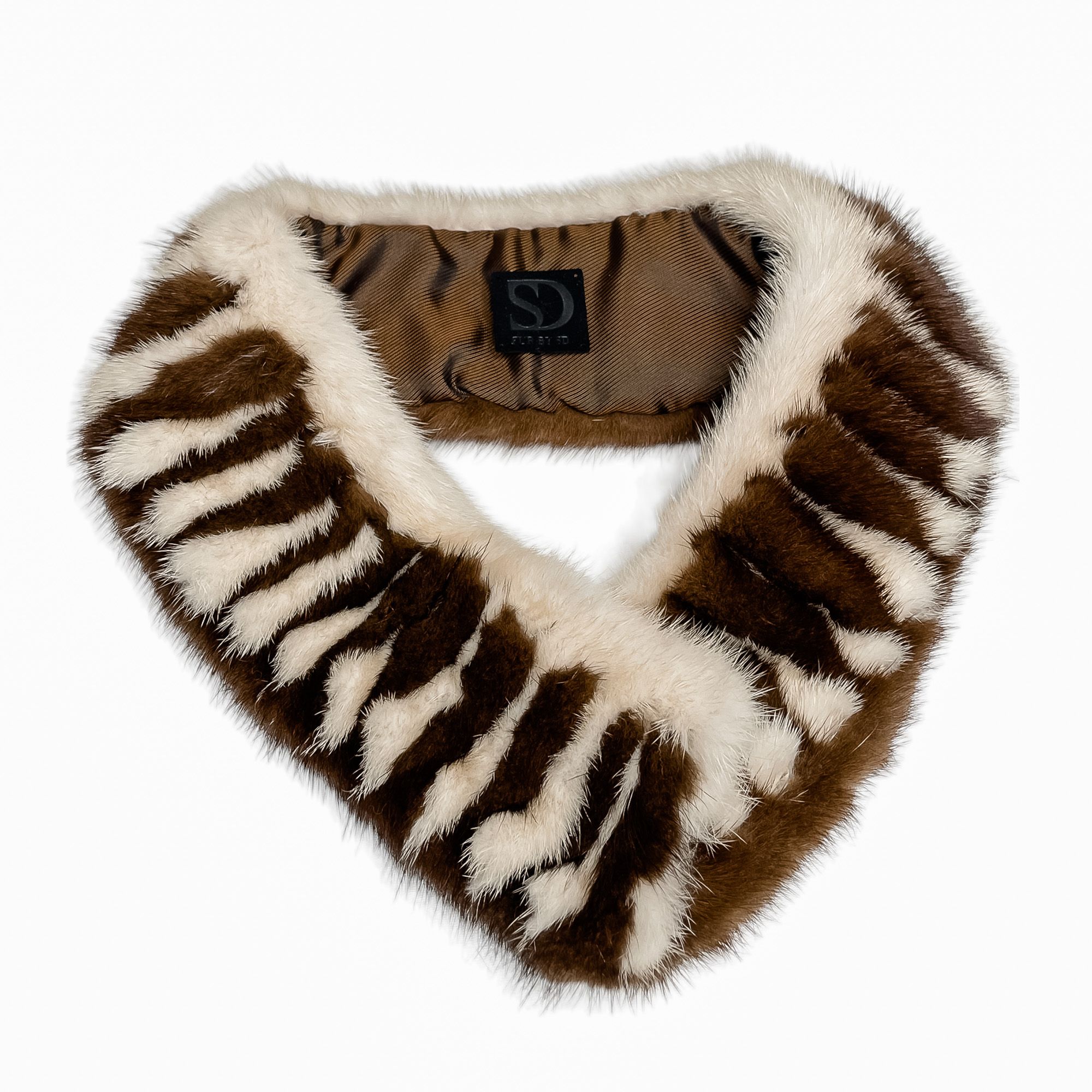 FurbySD Mink Fur Stole Brown and Beige