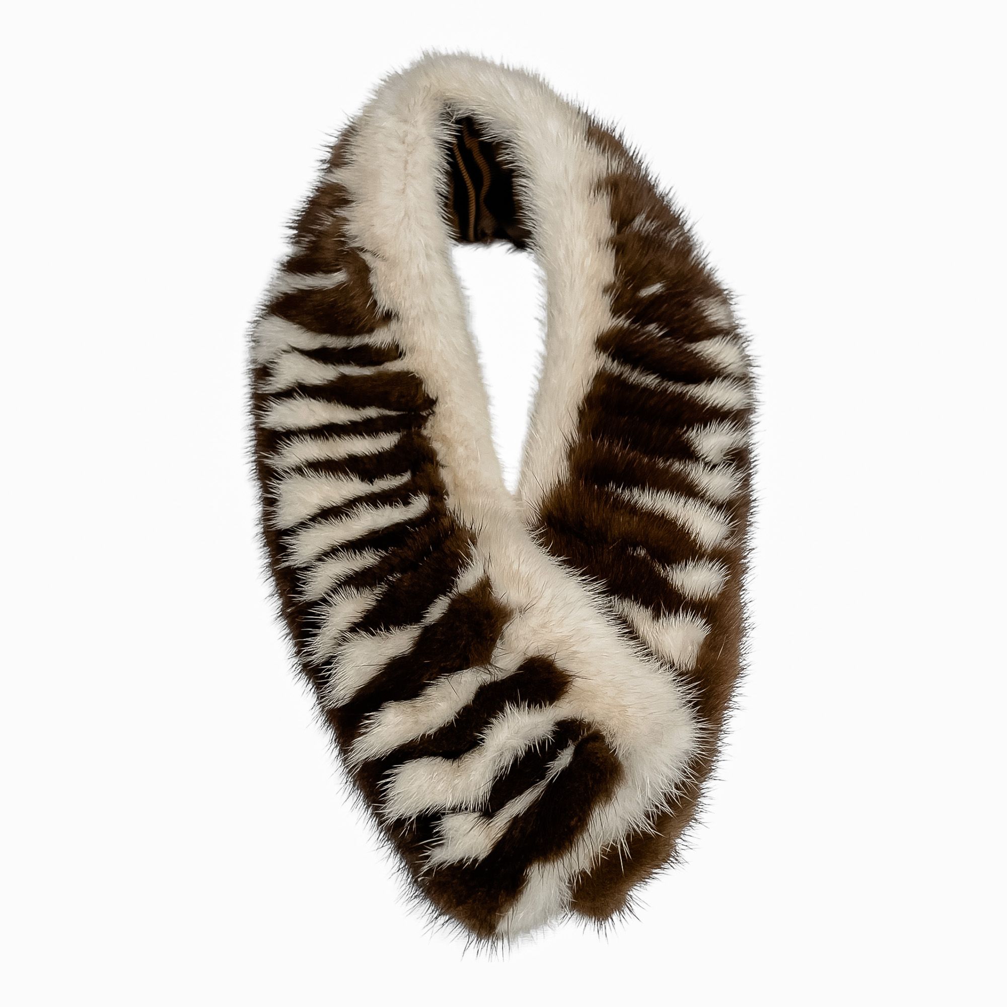 FurbySD Mink Fur Stole Brown and Beige